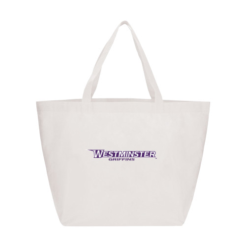  Yaya Non Woven White Shopper Tote - Westminster Athletic Word Mark