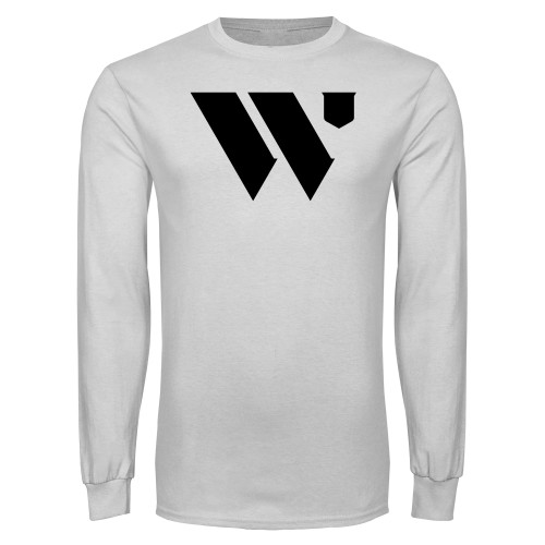  White Long Sleeve T Shirt - WU Logo Mark