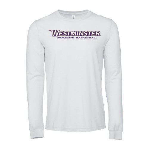  Bella + Canvas White Jersey Cotton Long Sleeve T Shirt - Westminster University Womens Basketball