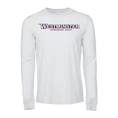  Bella + Canvas White Jersey Cotton Long Sleeve T Shirt - Westminster University Womens Golf