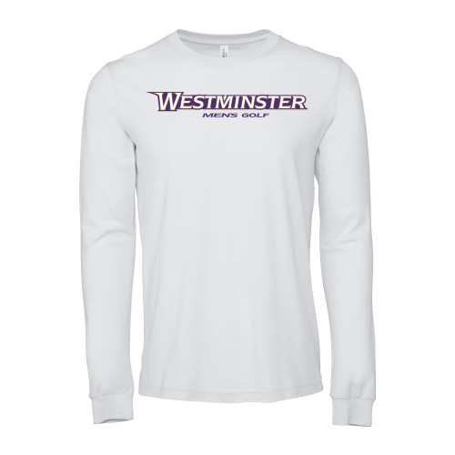  Bella + Canvas White Jersey Cotton Long Sleeve T Shirt - Westminster University Mens Golf