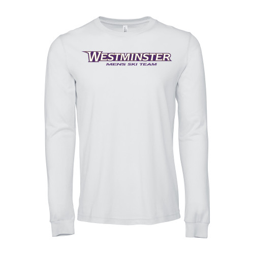  Bella + Canvas White Jersey Cotton Long Sleeve T Shirt - Westminster University Mens Ski Team