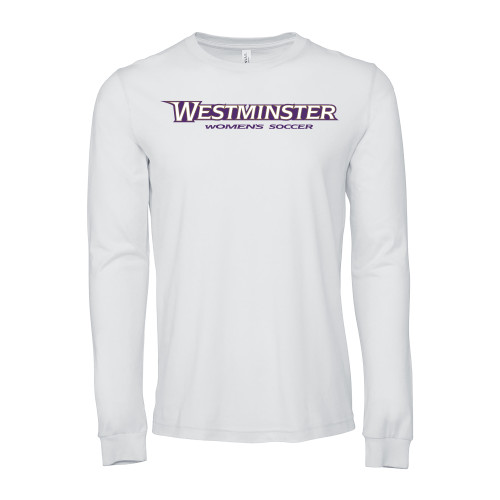  Bella + Canvas White Jersey Cotton Long Sleeve T Shirt - Westminster University Womens Soccer