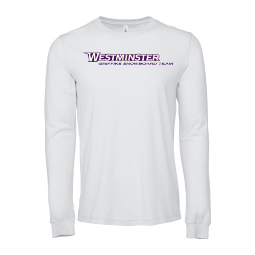  Bella + Canvas White Jersey Cotton Long Sleeve T Shirt - Westminster University Griffins Snowboard Team