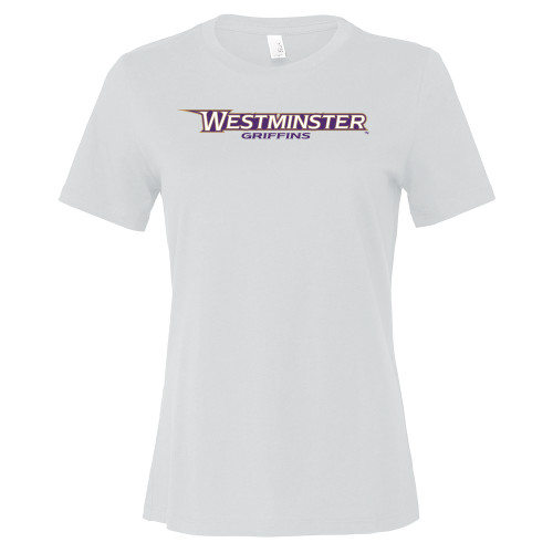  Bella + Canvas Womens White Relaxed Cotton T Shirt - Westminster Athletic Word Mark