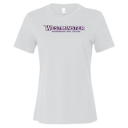  Bella + Canvas Womens White Relaxed Cotton T Shirt - Westminster University Womens Ski Team