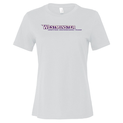  Bella + Canvas Womens White Relaxed Cotton T Shirt - Westminster University Griffins Snowboard Team