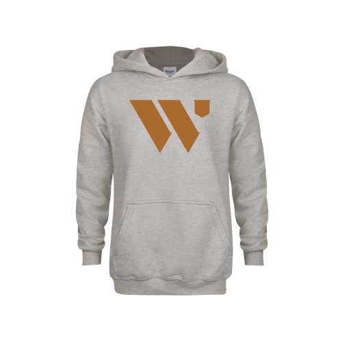  Youth Grey Fleece Hood - WU Logo Mark