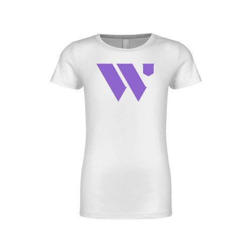  Next Level Girls White Fashion Fit T Shirt - WU Logo Mark