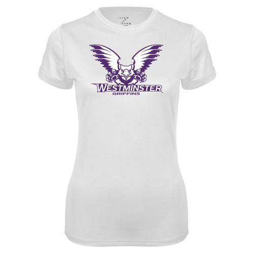 Westminster Univ Womens White Performance Tee