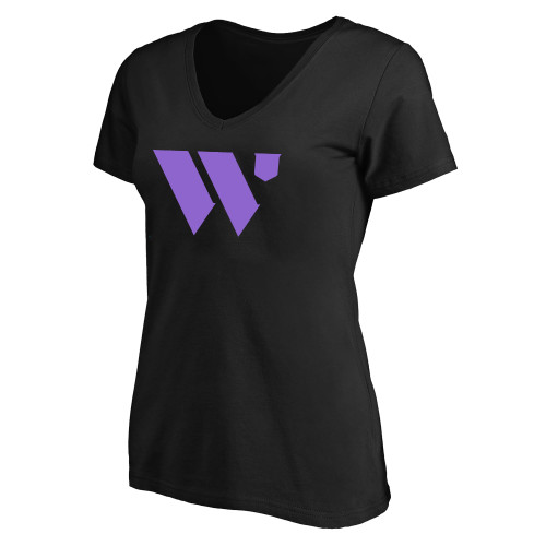  Womens Plus Black V Neck T Shirt - WU Logo Mark