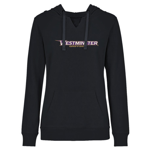  Womens Plus Black Hoodie - Westminster Athletic Word Mark