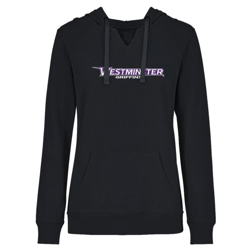  Womens Plus Black Hoodie - Westminster Athletic Word Mark