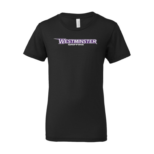  Bella + Canvas Youth Black Jersey T Shirt - Westminster Athletic Word Mark