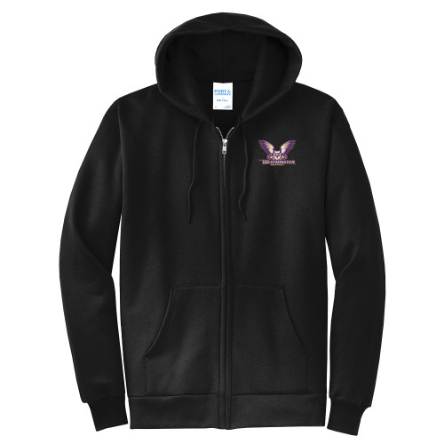  Extended Black Fleece Full Zip Hoodie - Westminster Primary Mark