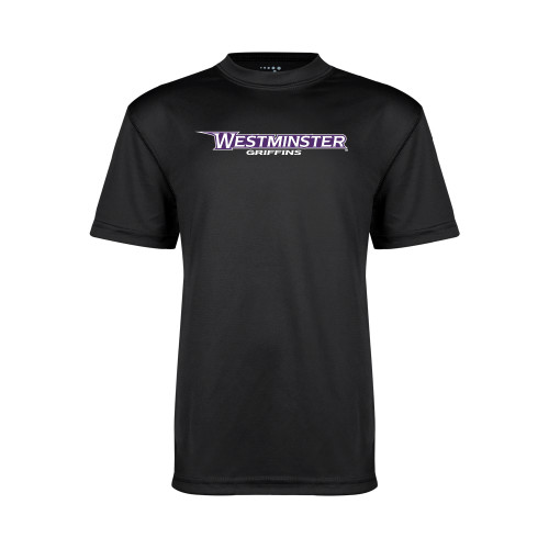  Youth Performance Black Tee - Westminster Athletic Word Mark