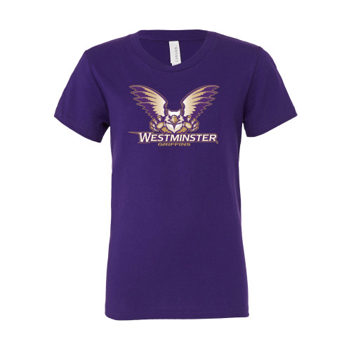  Bella + Canvas Youth Purple Jersey T Shirt - Westminster Primary Mark