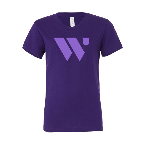  Bella + Canvas Youth Purple Jersey T Shirt - WU Logo Mark