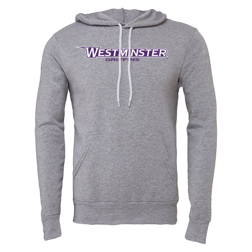  Bella + Canvas Heather Grey Fleece Hood - Westminster Athletic Word Mark