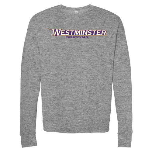  Bella + Canvas Heather Grey Fleece Crew - Westminster Athletic Word Mark