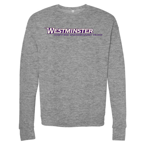  Bella + Canvas Heather Grey Fleece Crew - Westminster University Griffins Snowboard Team