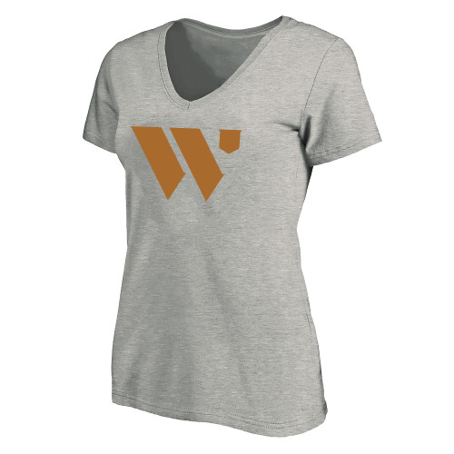  Womens Plus Heather Grey V Neck T Shirt - WU Logo Mark