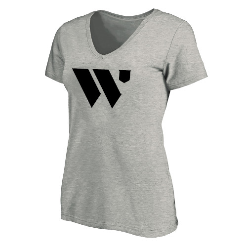  Womens Plus Heather Grey V Neck T Shirt - WU Logo Mark