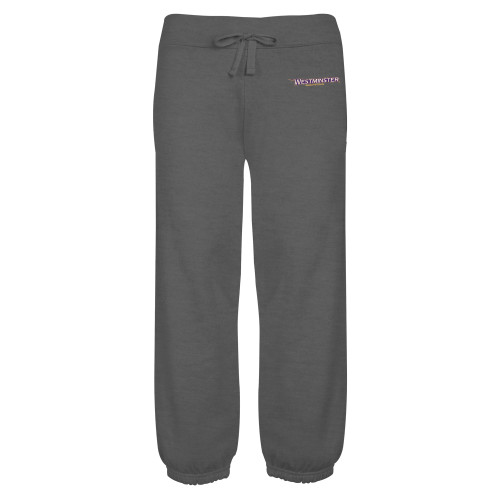  ENZA Womens Dark Heather Banded Fleece Capri - Westminster Athletic Word Mark
