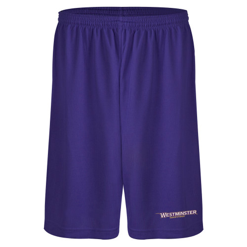  Purple Performance Classic 9 Inch Short - Westminster Athletic Word Mark