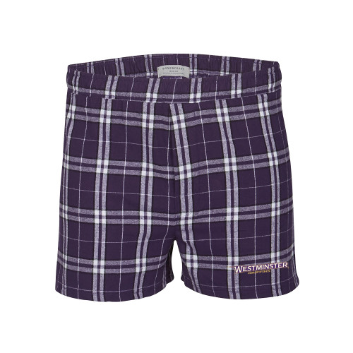  Boxercraft Purple Flannel Boxer Shorts - Westminster Athletic Word Mark