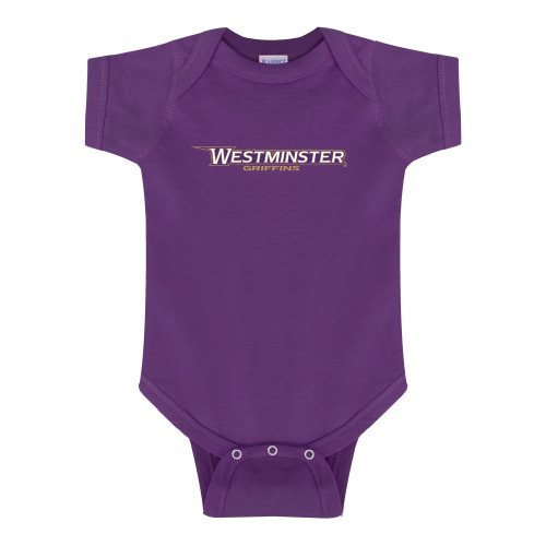  Purple Infant Onesie - Westminster Athletic Word Mark