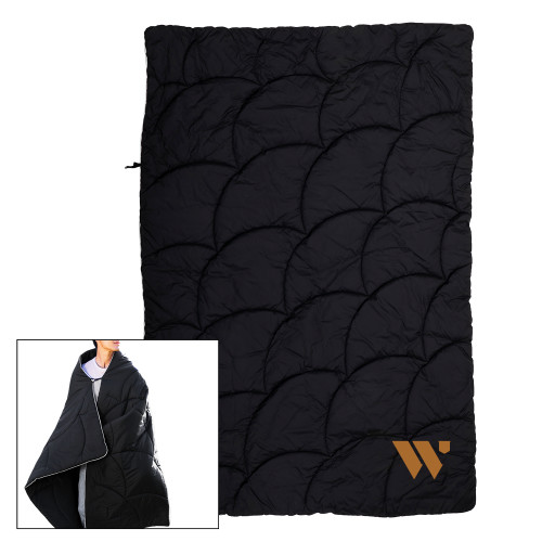  Black Wearable Camping Blanket - WU Logo Mark