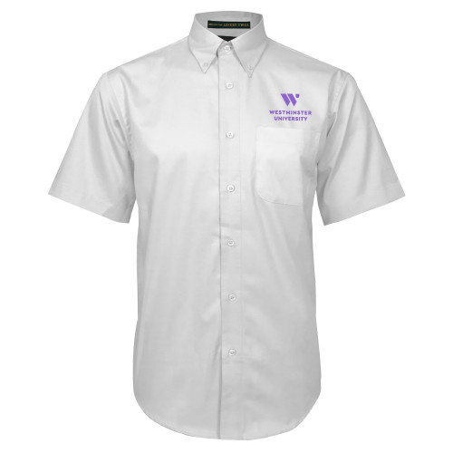  White Twill Button Down Short Sleeve - WU Westminster University