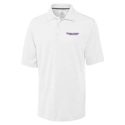  C&B White Advantage TriBlend Pique Polo - Westminster Athletic Word Mark