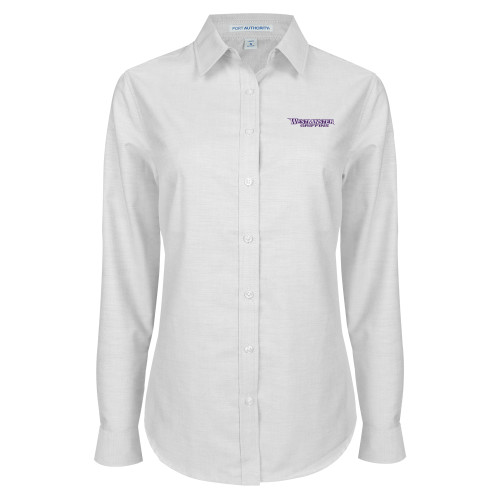  Womens White Oxford Shirt - Westminster Athletic Word Mark