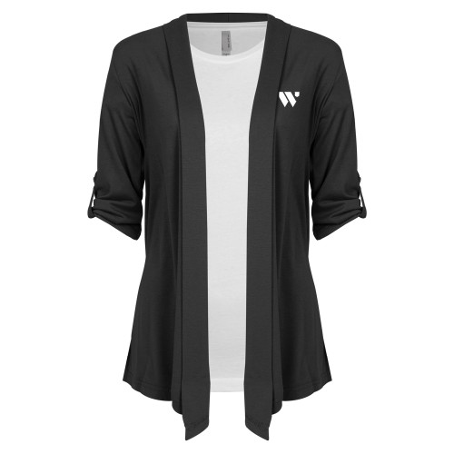 Womens Grey Drape Front Cardigan Sweater - WU Logo Mark
