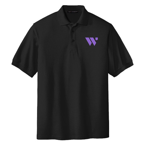  Extended Black Silk Touch Polo - WU Logo Mark Plus Size