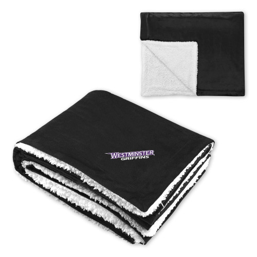  Super Soft Luxurious Black Sherpa Throw Blanket - Westminster Athletic Word Mark