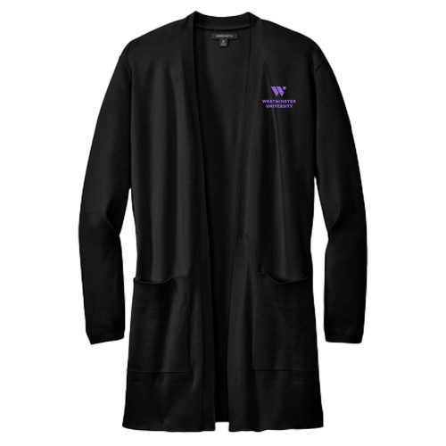  Mercer + Mettle Womens Black Open Front Cardigan Sweater - WU Westminster University