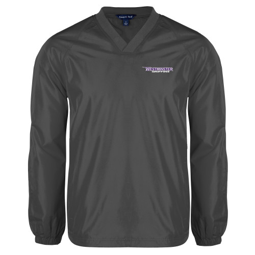  Charcoal V Neck Raglan Windshirt - Westminster Athletic Word Mark