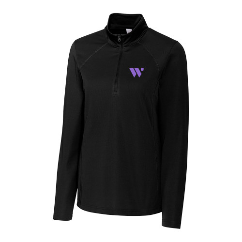  C&B Womens Black Clique Ice Pique Half Zip - WU Logo Mark