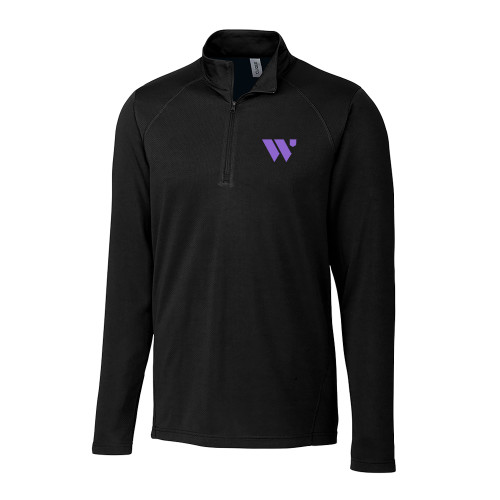  C&B Black Clique Ice Pique Half Zip - WU Logo Mark