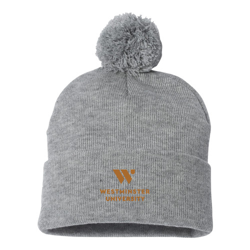  Sportsman Heather Grey Pom Pom Cuffed Beanie - WU Westminster University