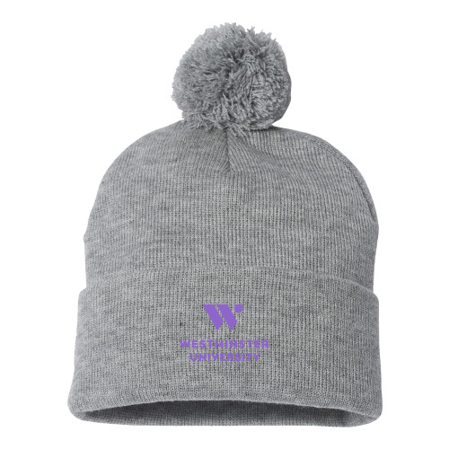  Sportsman Heather Grey Pom Pom Cuffed Beanie - WU Westminster University