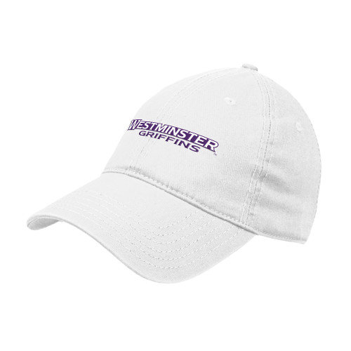 White Unstructured Adjustable Low Profile Hat - Westminster Athletic Word Mark