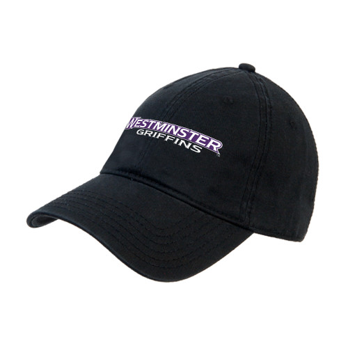  Black Unstructured Adjustable Low Profile Hat - Westminster Athletic Word Mark