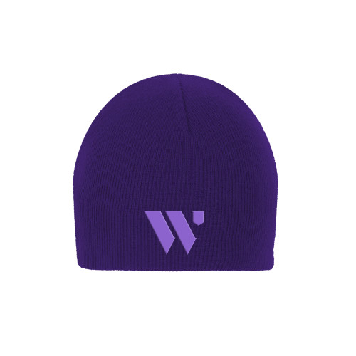 Purple Knit Beanie - WU Logo Mark