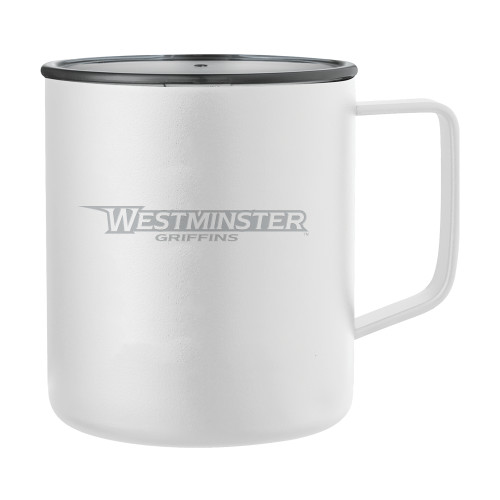  Rover Camp Vacuum Insulated White Mug 14oz - Westminster Athletic Word Mark Engraved