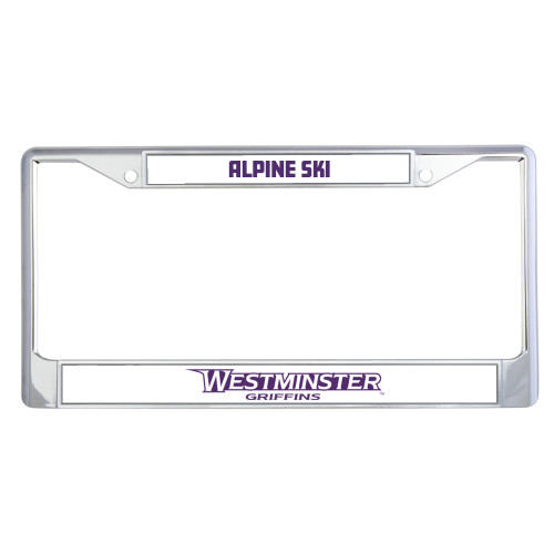  Metal License Plate Frame in Chrome - Westminster Athletic Word Mark