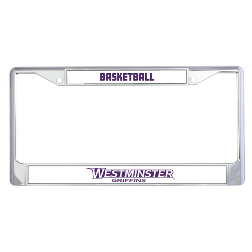  Metal License Plate Frame in Chrome - Westminster Athletic Word Mark